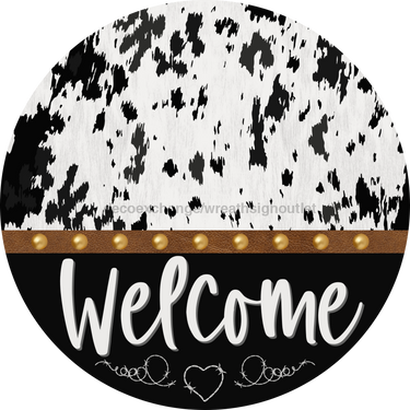 Cow Door Hanger Welcome Dco-01363-Dh 18’ Round Wood